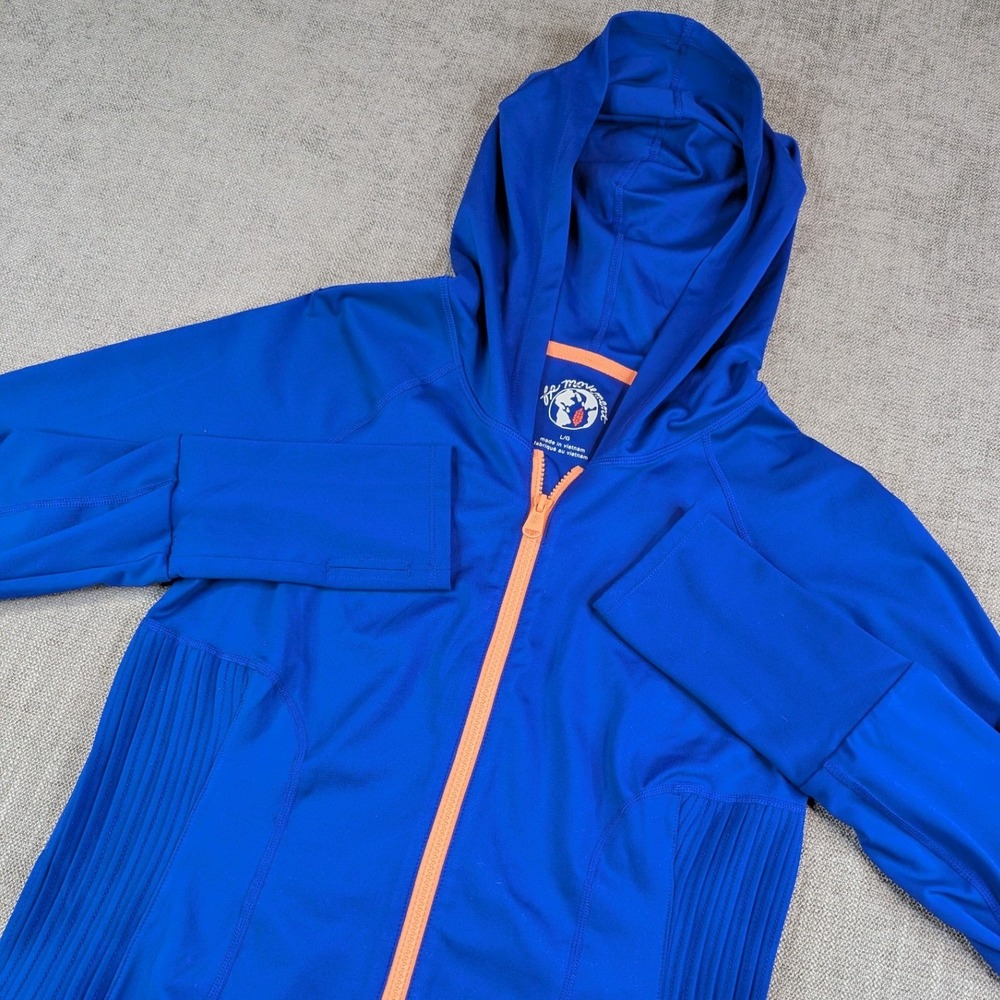 FP Movement Hoodie Women L Blue Playing For Keeps Zip Pleated Active Jacket NWOT